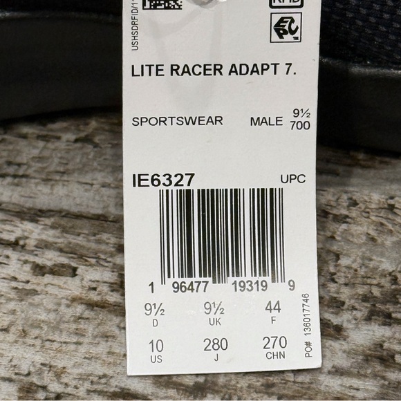 Adidas Lite Racer Adapt 7.0 Shoes Mens Size 10 Black Grey Running Sneakers NIB - Picture 9 of 10